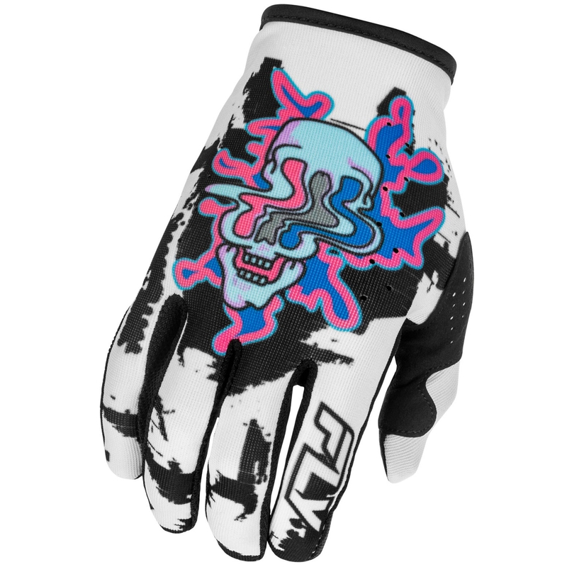 Motokrosa cimdi FLY Racing - USA Lite Warp baltā-zilā-rozā krāsā