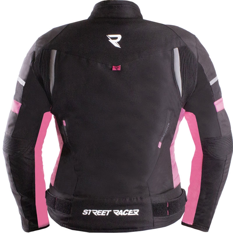 Sieviešu motocikla jaka Street Racer Betty II melns un rozā