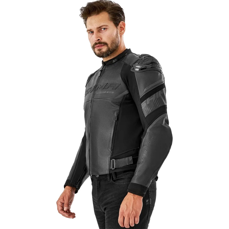 Shima Bandit 2.0 melna ādas motocikla jaka