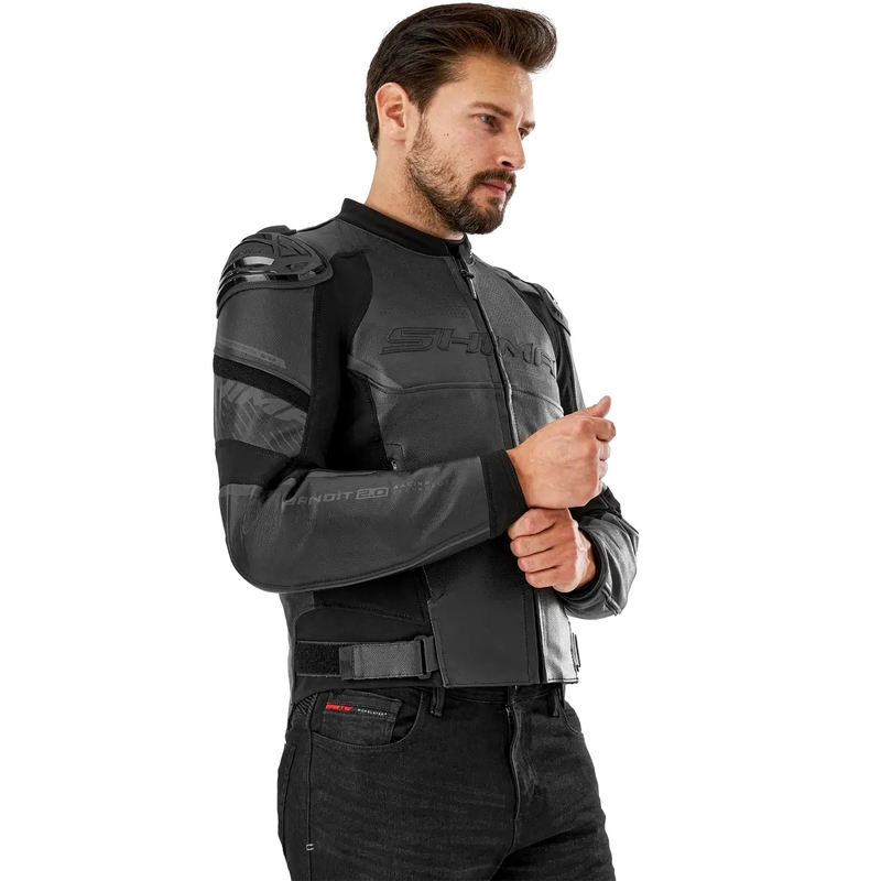 Shima Bandit 2.0 melna ādas motocikla jaka