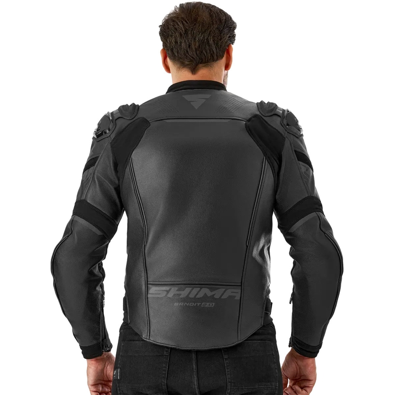 Shima Bandit 2.0 melna ādas motocikla jaka