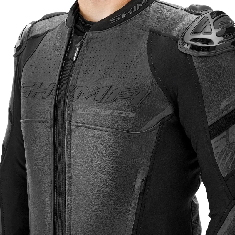 Shima Bandit 2.0 melna ādas motocikla jaka