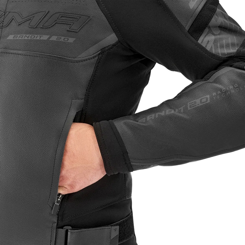 Shima Bandit 2.0 melna ādas motocikla jaka