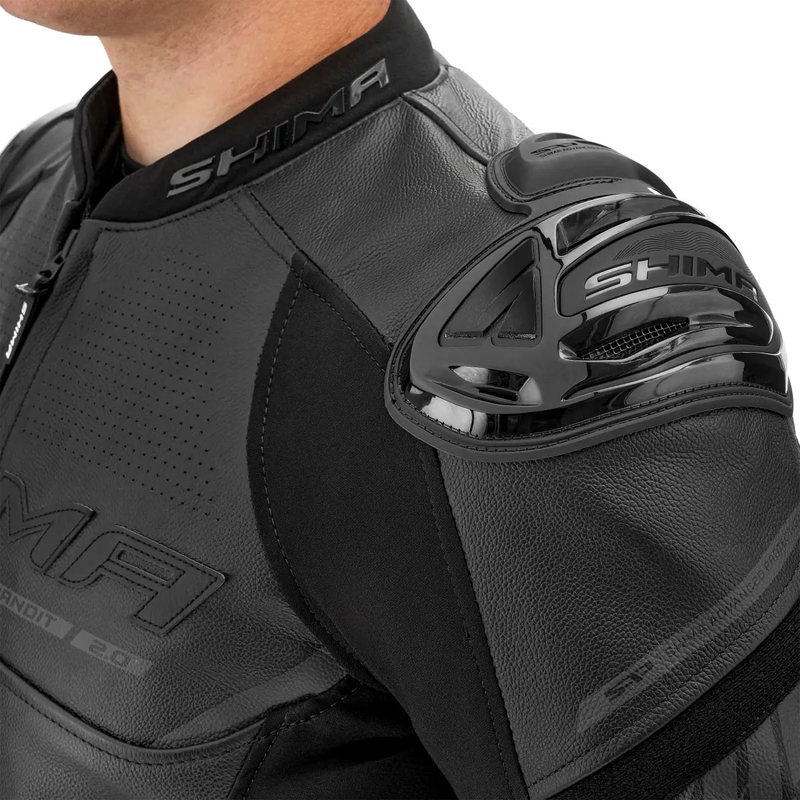 Shima Bandit 2.0 melna ādas motocikla jaka
