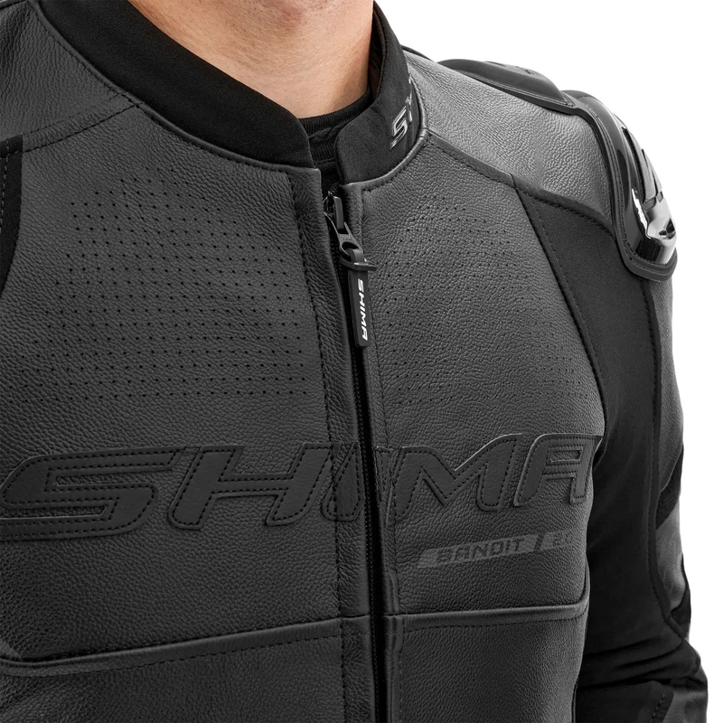Shima Bandit 2.0 melna ādas motocikla jaka