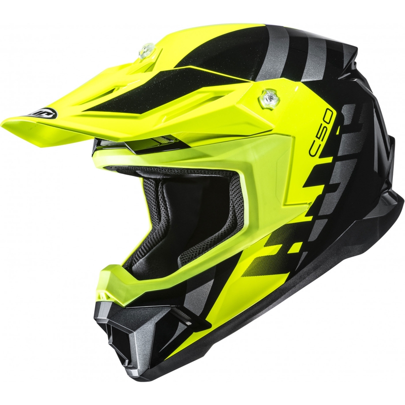 Motokrosa ķivere HJC C50 Mirage MC3H melna-fluo dzeltena-pelēka