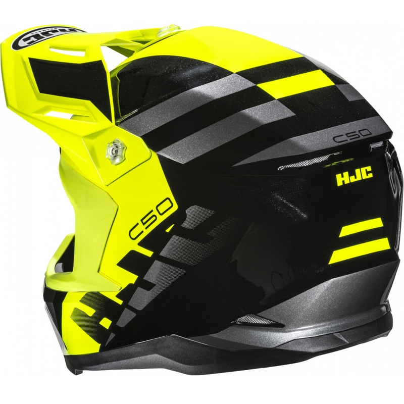 Motokrosa ķivere HJC C50 Mirage MC3H melna-fluo dzeltena-pelēka