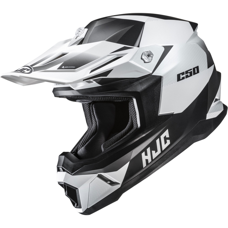 Motokrosa ķivere HJC C50 Slide MC10SF melnā un baltā krāsā