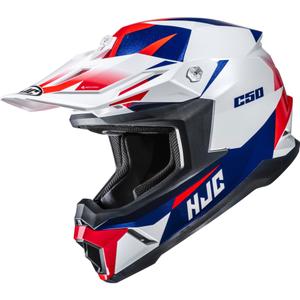 Motokrosa ķivere HJC C50 Slide MC21 balta-zilā-sarkana