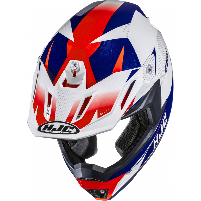 Motokrosa ķivere HJC C50 Slide MC21 balta-zilā-sarkana