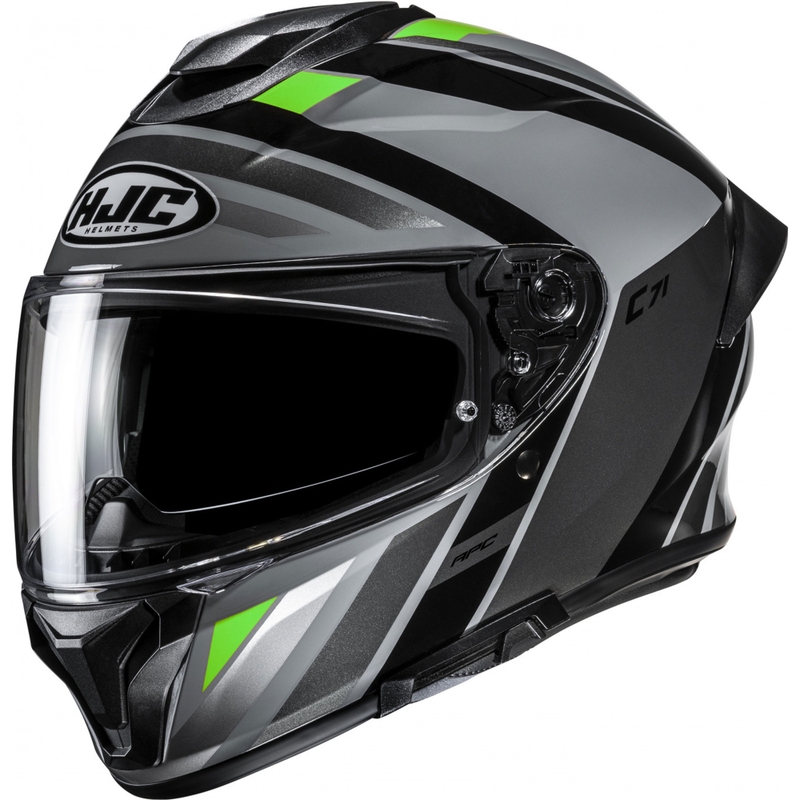 Integrēta motocikla ķivere HJC C71 Faber MC4 melns-pelēks-fluo zaļš