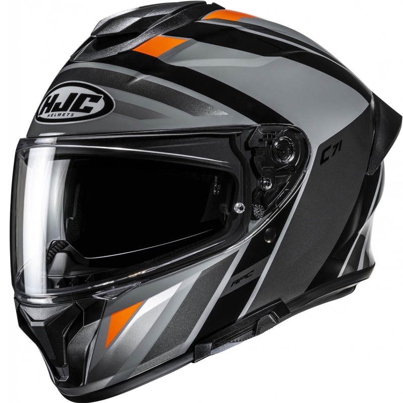 Integrēta motocikla ķivere HJC C71 Faber MC7 melna-pelēka-oranža