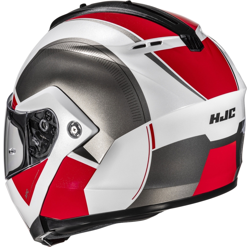 HJC C91N Jyn MC1 melnā-baltā-sarkanā flip-up moto ķivere