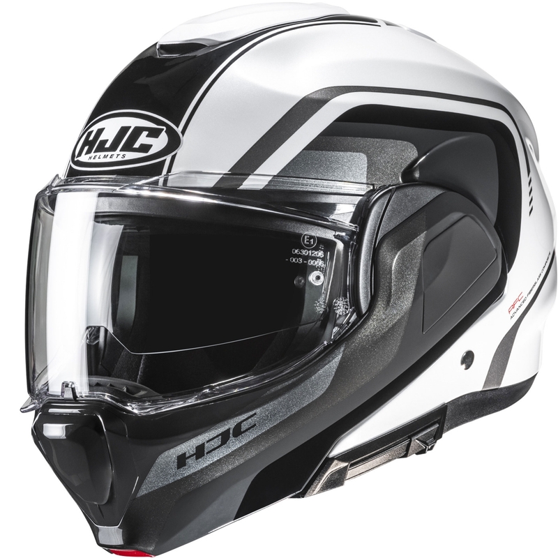 HJC F100 Reff MC1 melnā un baltā flip-up motociklu ķivere