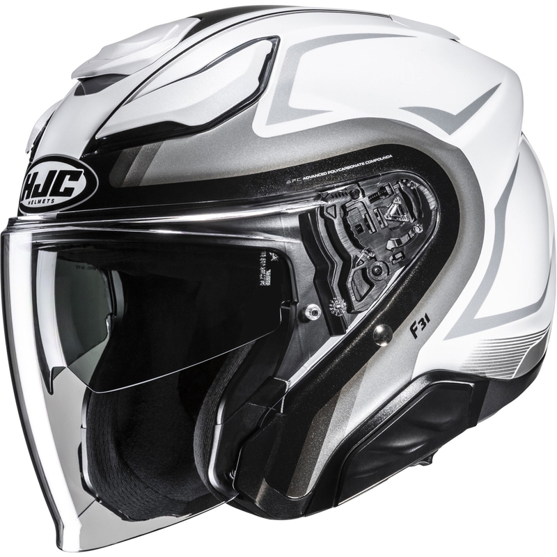 Atvērtā motociklu ķivere HJC F31 Bask MC10 balta-sudraba krāsā