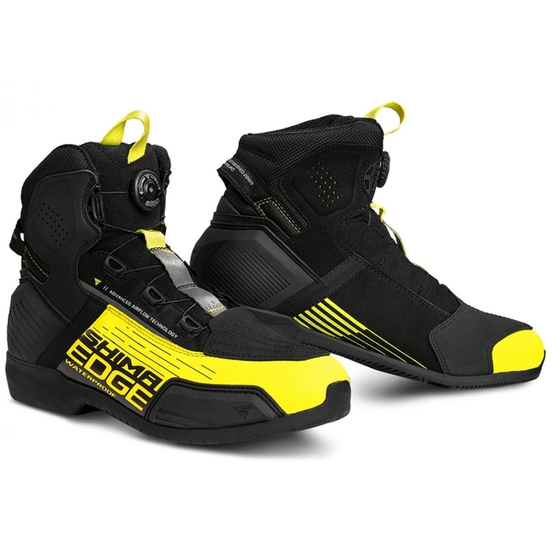 Shima Edge WP melni-fluo dzelteni motocikla zābaki