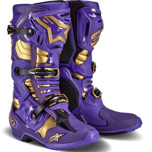 Alpinestars Tech 10 Limited Edition Champ Purple and Gold motociklu zābaki