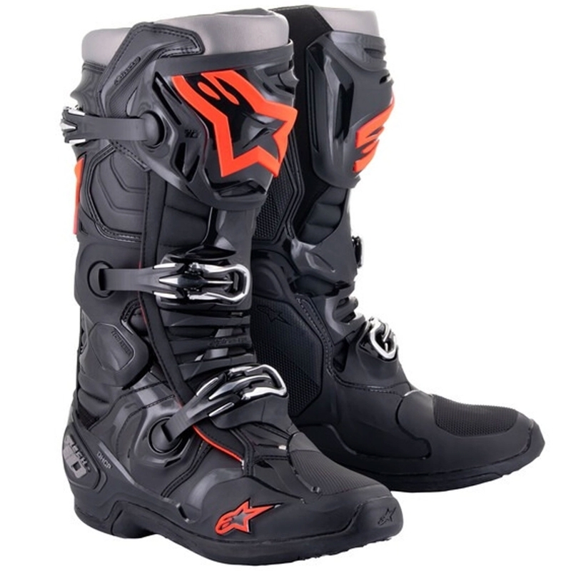 Alpinestars Tech 10 black-fluo red-grey motocikla zābaki