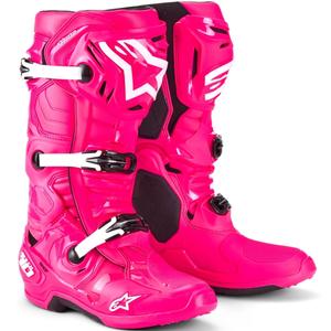 Alpinestars Tech 10 rozā-melni-balti motocikla zābaki