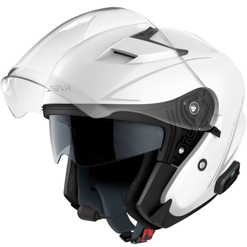 Atvērtā motociklu ķivere SENA Outstar S spīdīga balta