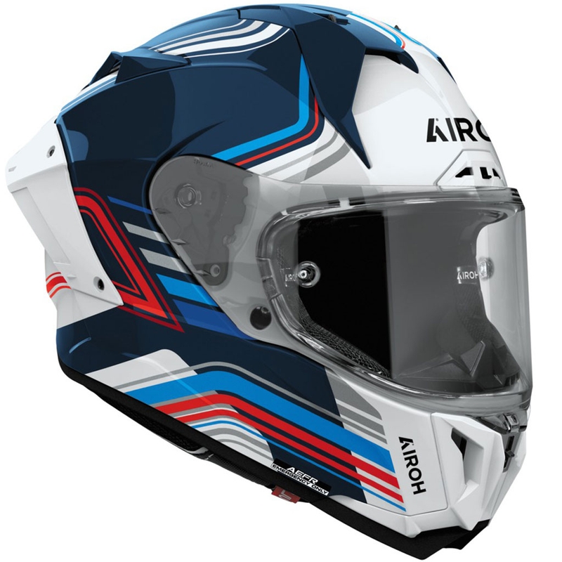 Integrēta motociklu ķivere Airoh GP800 Hurricane spīdīgi zili balta