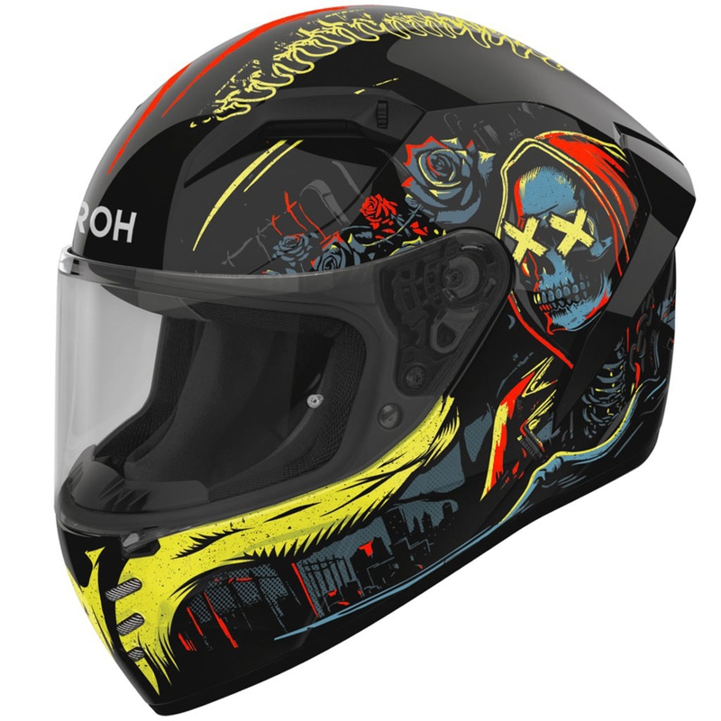 Integrēta motociklu ķivere Airoh CONNOR Double Face spīdīga melni dzeltena