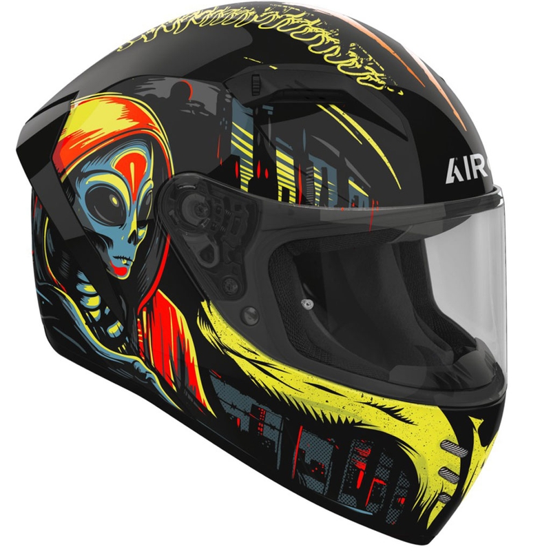 Integrēta motociklu ķivere Airoh CONNOR Double Face spīdīga melni dzeltena