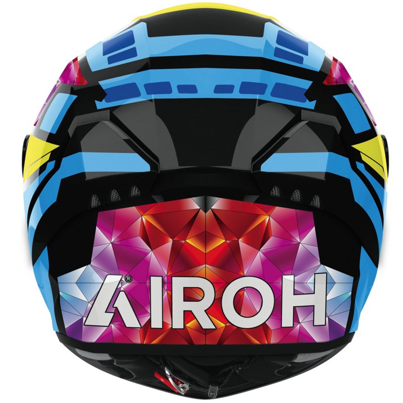 Integrēta motocikla ķivere Airoh CONNOR Stellar spīdīga dzelteni-zilā-rozā-melnā krāsā