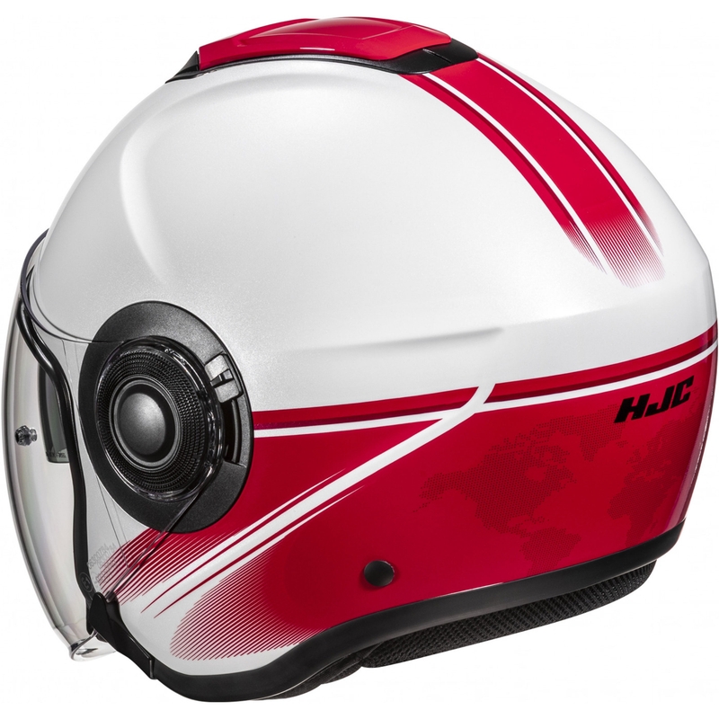 Atvērtā motociklu ķivere HJC i40N Vision MC1 balti-sarkana