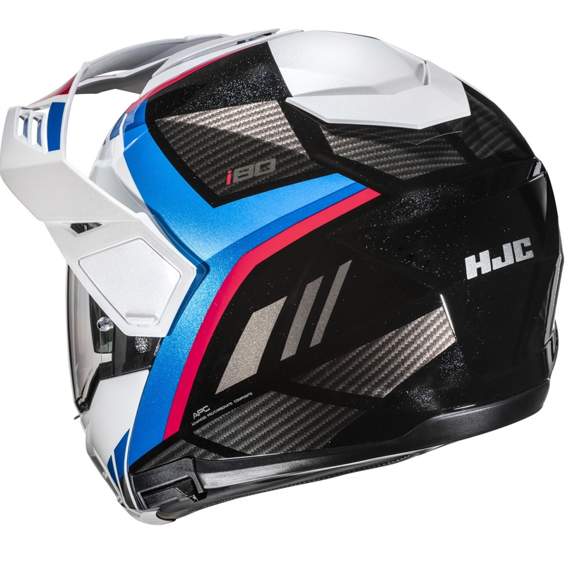 HJC i80 Imes MC21 melnā-baltā-zilā-sarkanā flip-up motociklu ķivere
