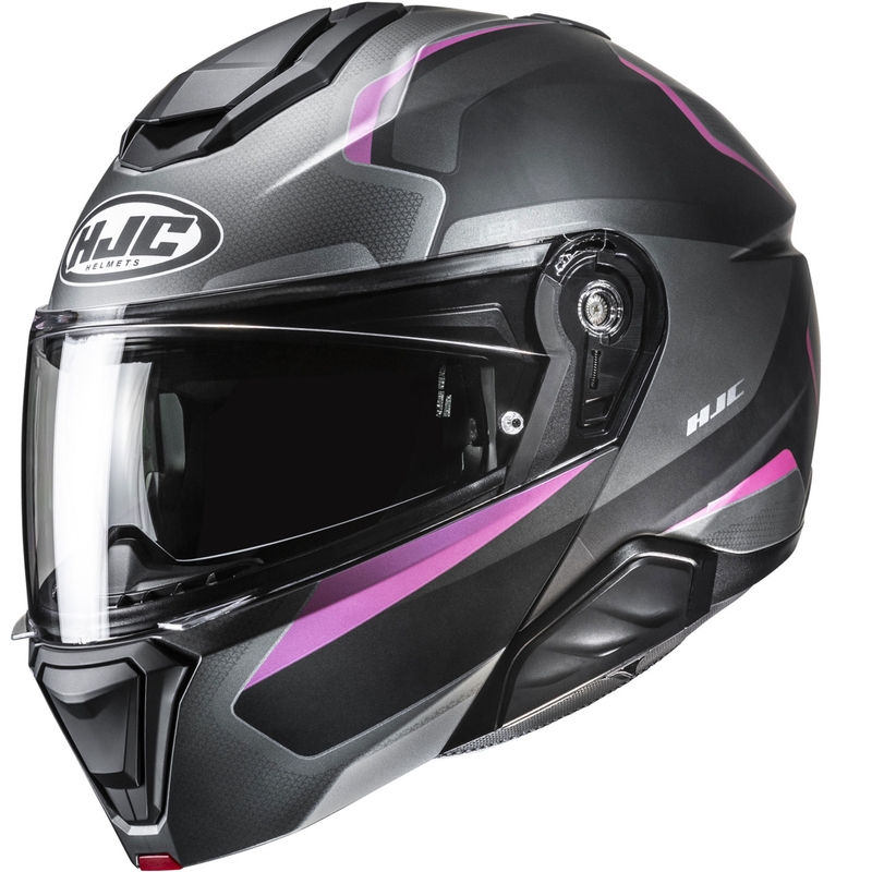 HJC i91 Felio MC8SF flip-up motociklu ķivere melnā un rozā krāsā