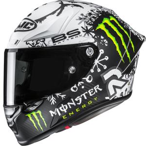 Integrēta motociklu ķivere HJC RPHA 1 V2 CARBON Snow Diablo MC10SF melnā un baltā krāsā