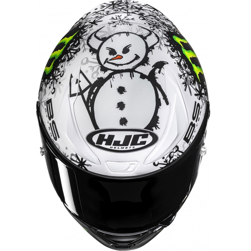 Integrēta motociklu ķivere HJC RPHA 1 V2 CARBON Snow Diablo MC10SF melnā un baltā krāsā