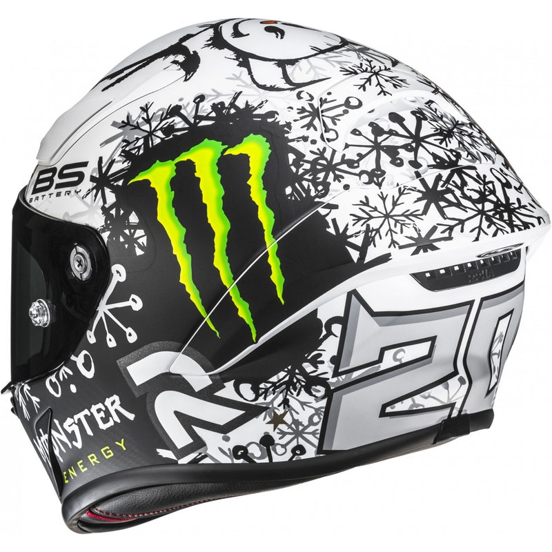 Integrēta motociklu ķivere HJC RPHA 1 V2 CARBON Snow Diablo MC10SF melnā un baltā krāsā