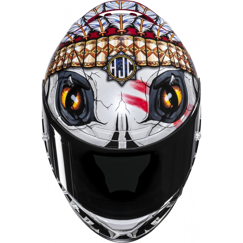Integrālā motociklista ķivere HJC RPHA 12 Skully MC1 balti sarkana