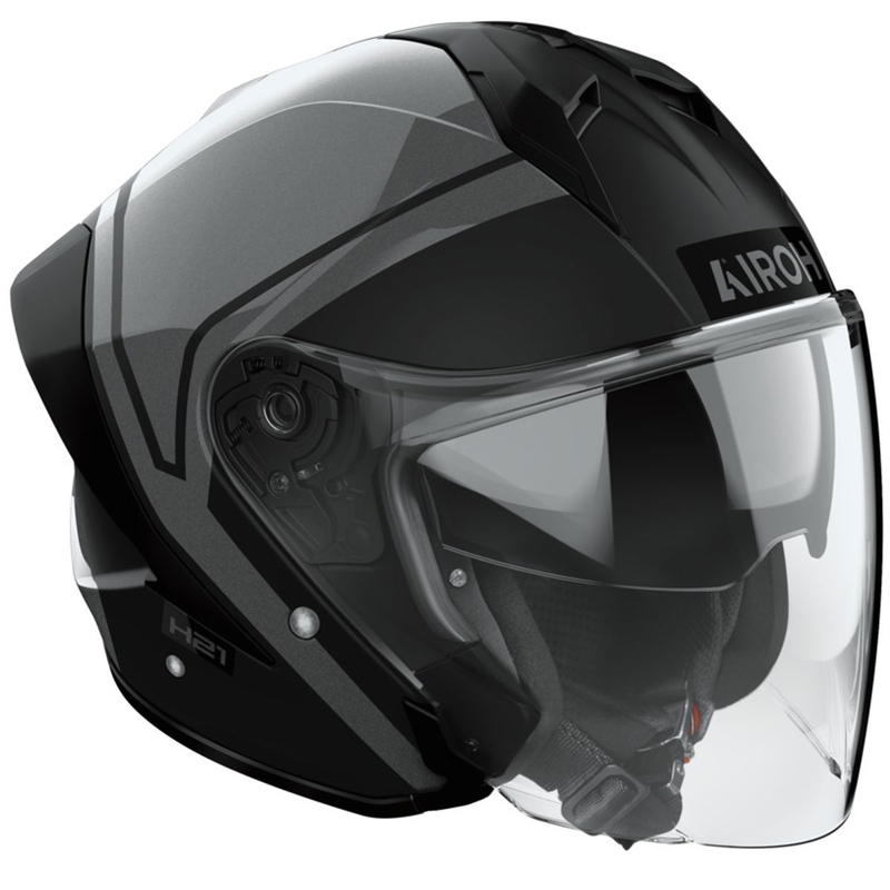 Atvērtā motociklu ķivere Airoh H21 Square matēta, spīdīga, melni pelēka