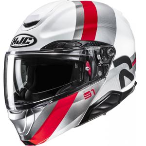 Flip-up motociklu ķivere HJC RPHA 91 Fensh MC1 balta-sudraba-sarkana