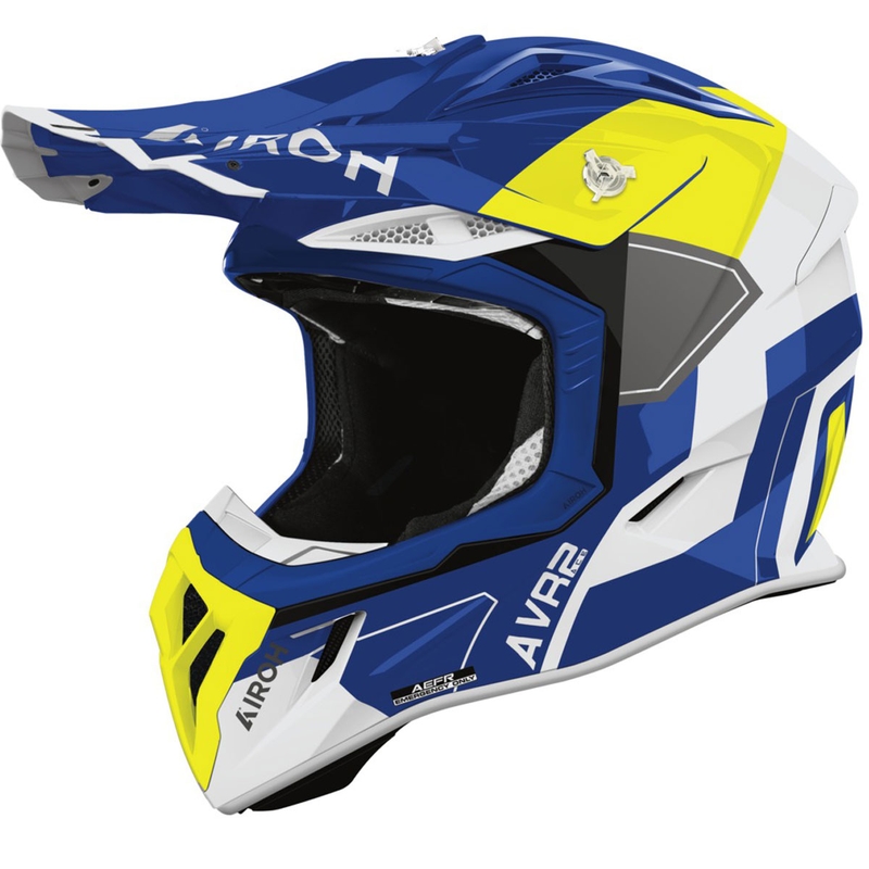 Motokrosa ķivere Airoh Aviator ACE 2 Shield spīdīgi zili dzeltena