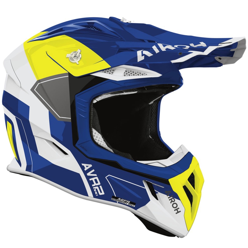 Motokrosa ķivere Airoh Aviator ACE 2 Shield spīdīgi zili dzeltena