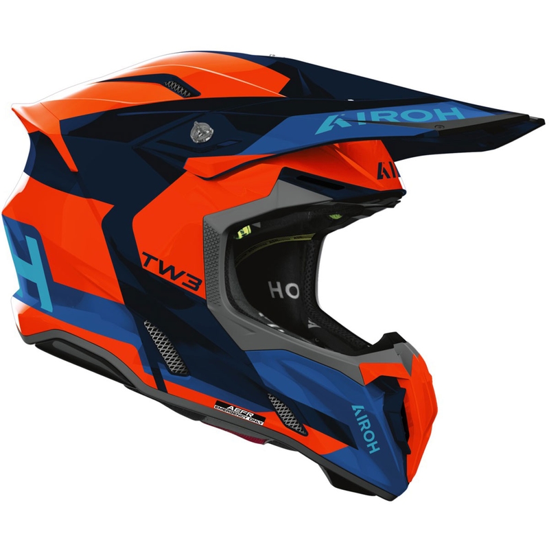 Motokrosa ķivere Airoh Twist 3 Fancy spīdīga fluo oranži zila