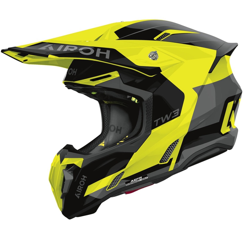 Motokrosa ķivere Airoh Twist 3 Fancy spīdīga fluo dzeltena