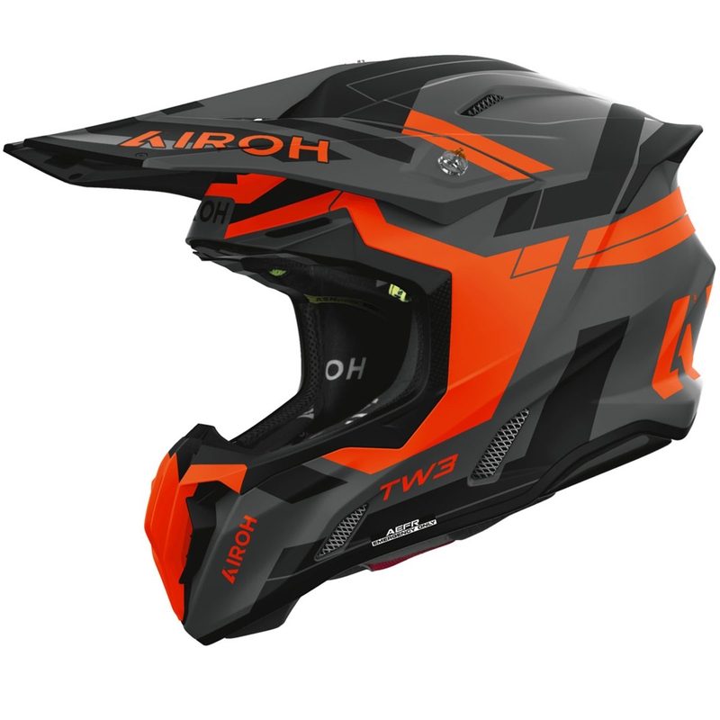 Motokrosa ķivere Airoh Twist 3 Dynasty matēta fluo oranžā krāsā