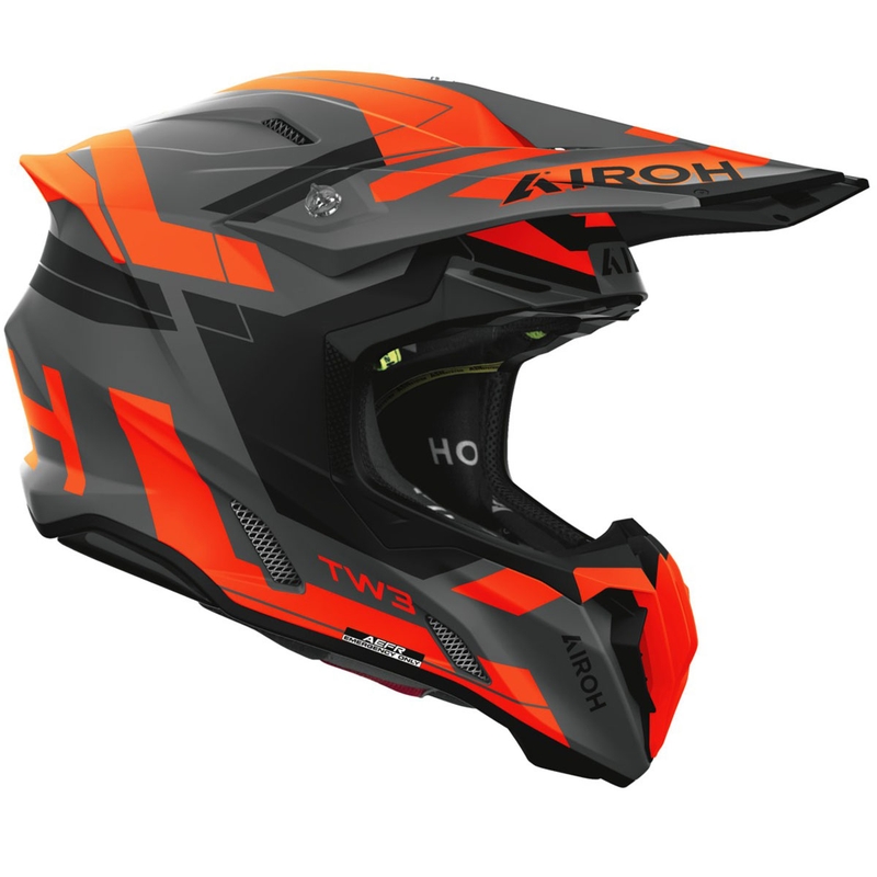 Motokrosa ķivere Airoh Twist 3 Dynasty matēta fluo oranžā krāsā