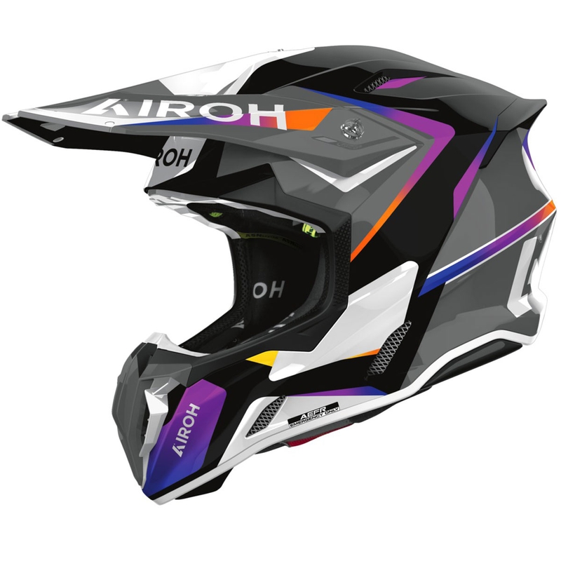 Motokrosa ķivere Airoh Twist 3 Hustle spīdīga pelēki violeta