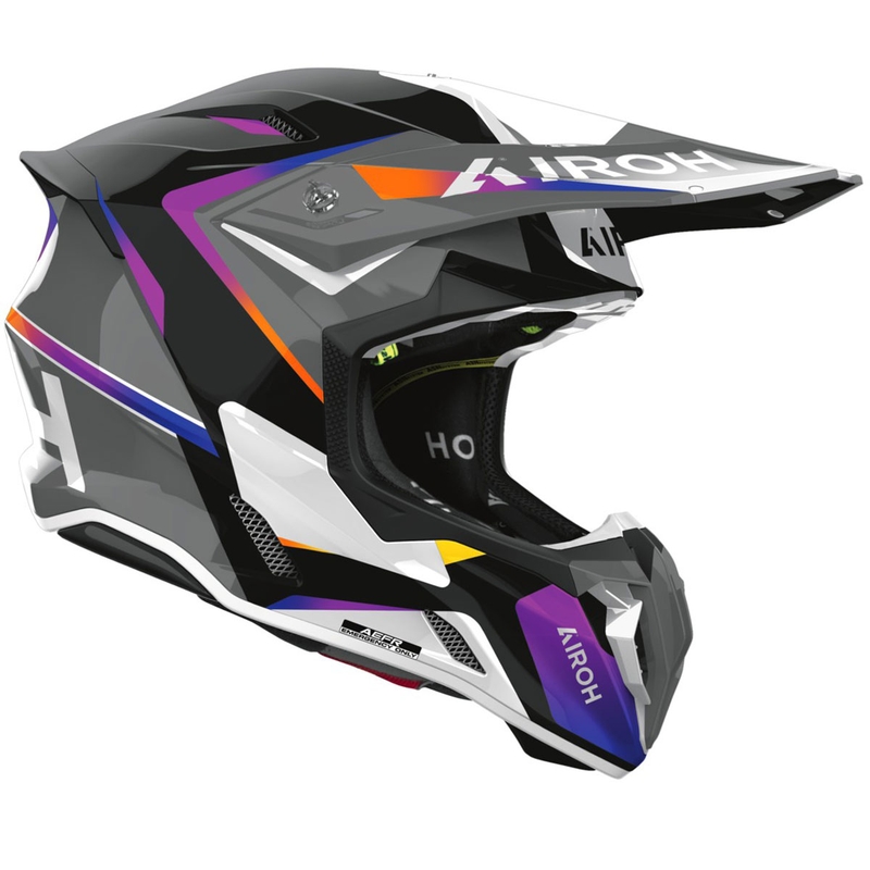 Motokrosa ķivere Airoh Twist 3 Hustle spīdīga pelēki violeta