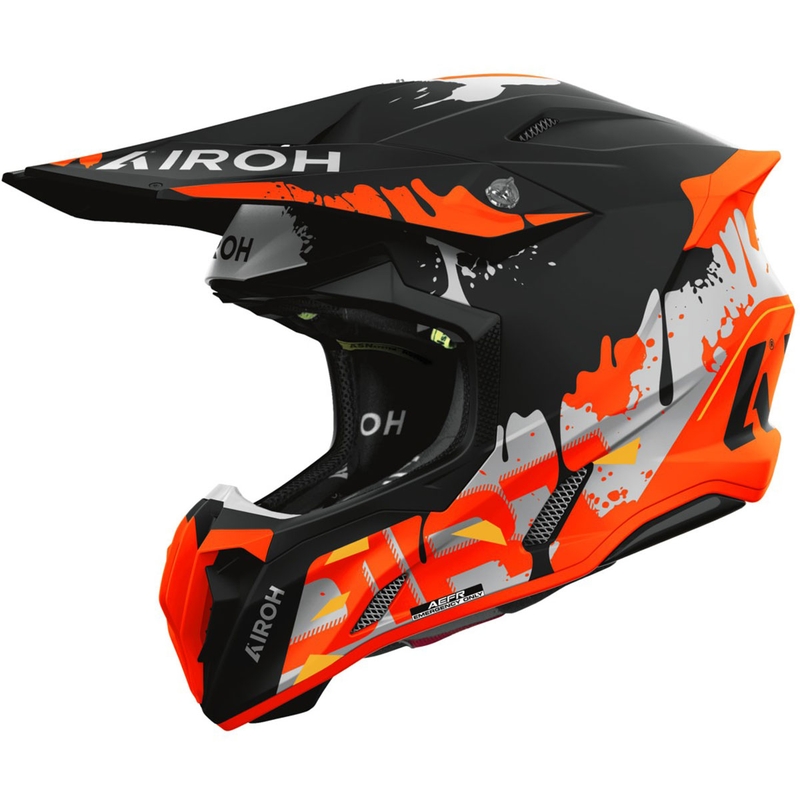 Motokrosa ķivere Airoh Twist 3 Dirt matēta melna-oranža