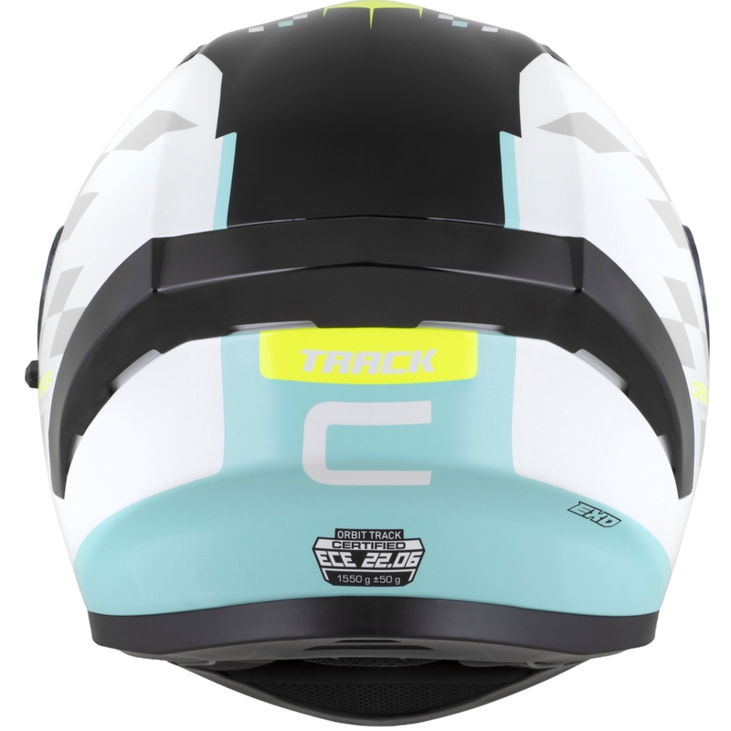Cassida Orbit Track integrālā motociklistu ķivere balta-fluo dzeltena-turkīza-melna