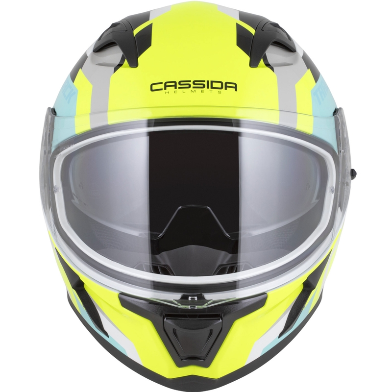 Cassida Orbit Track integrālā motociklistu ķivere balta-fluo dzeltena-turkīza-melna