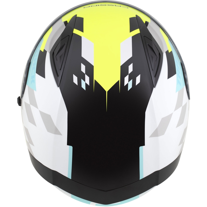 Cassida Orbit Track integrālā motociklistu ķivere balta-fluo dzeltena-turkīza-melna