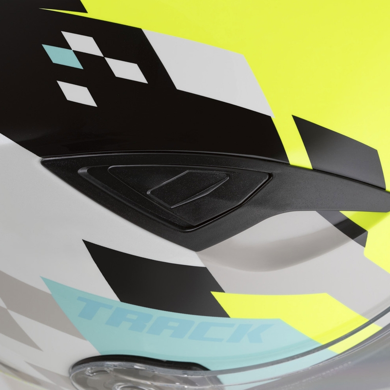 Cassida Orbit Track integrālā motociklistu ķivere balta-fluo dzeltena-turkīza-melna